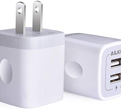 USB Wall Charger, Charger Adapter, AILKIN 2-Pack 2.1A Dual Port Quick Charger Plug Cube for iPhone