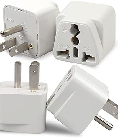 4 Pack Universal Adapter, UK to US Adapter, Europe to US Plug Adapter, Travel Adapters, European to