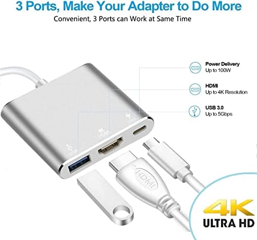 FALUBS USB C to HDMI Adapter, 4K Video Converter with USB 3.0 and Type-C Charging Port, USB-C - Image 7