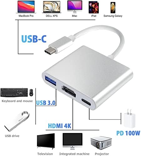 FALUBS USB C to HDMI Adapter, 4K Video Converter with USB 3.0 and Type-C Charging Port, USB-C - Image 2