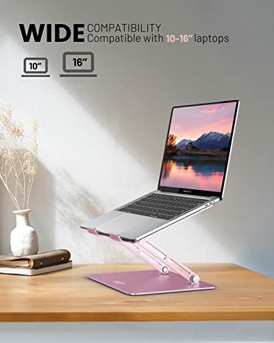 JCZT Adjustable Laptop Stand for Desk, Portable Laptop Riser, Aluminum Laptop Stand Foldable, - Image 4