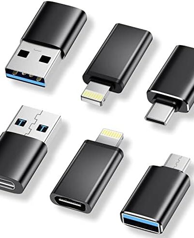 6 Pack [USB C to USB]&[USB C to Lightning]&[USB to USB C] USB C to USB Adapter Female SuperSpeed