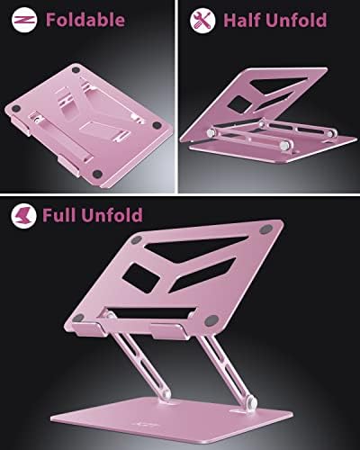 JCZT Adjustable Laptop Stand for Desk, Portable Laptop Riser, Aluminum Laptop Stand Foldable, - Image 8